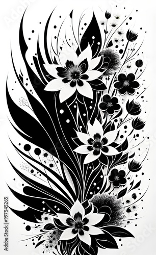 black and white floral background