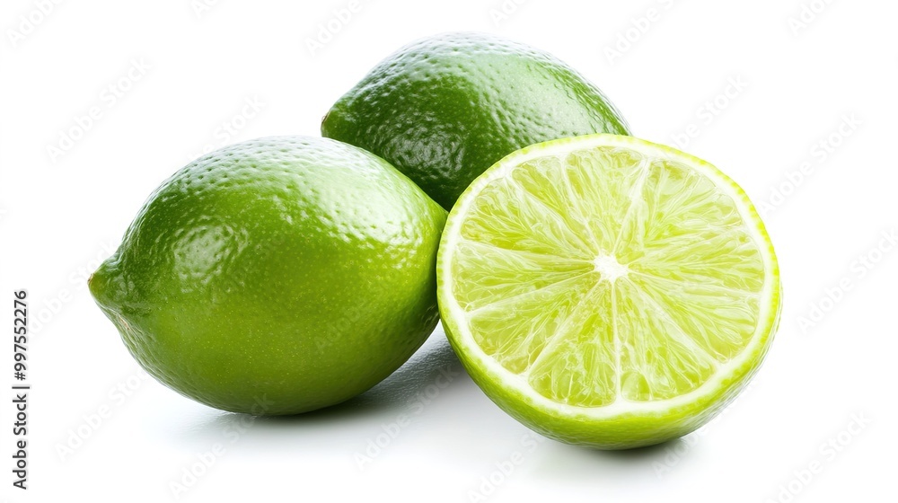 Fresh organic lime isolated on a white background, showcasing its vibrant green color and smooth texture. This close-up image highlights the natural beauty of the lime, Fresh organic lime isolated on a white background, showcasing its vibrant green color and smooth texture. This close-up image highlights the natural beauty of the lime,