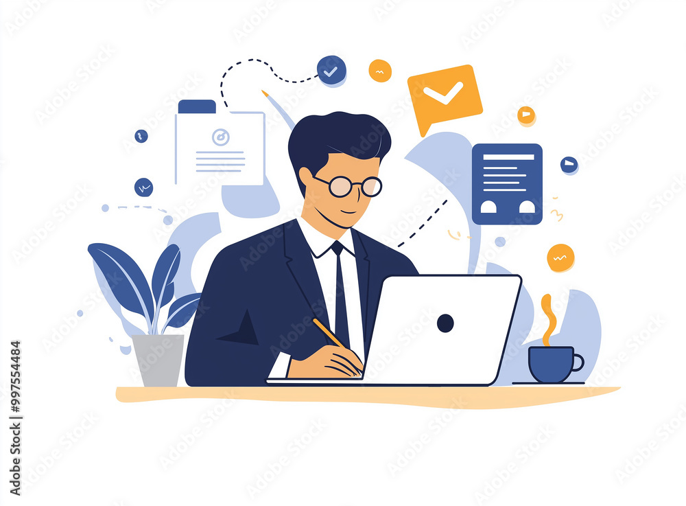 businessman working on laptop businessman working on laptop
