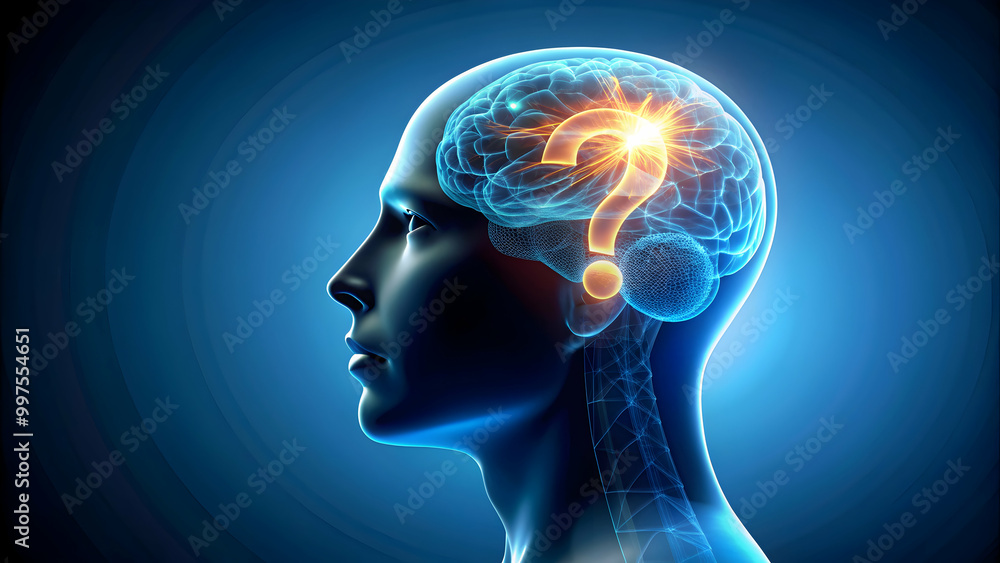 Obraz premium Human mind with a question mark, education and business concept, brain searching for answers