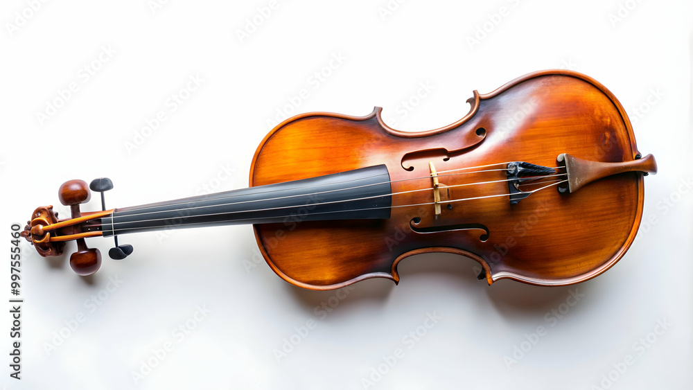 Fototapeta premium Old violin on white background, violin, antique, music, instrument, classic, vintage, string, wooden, melody, bow, sound