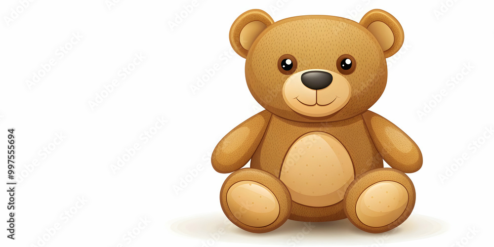 Obraz premium Teddy bear cartoon icon isolated on white background, plush toy, bear, cute, stuffed animal, childhood, playful, adorable, soft, furry
