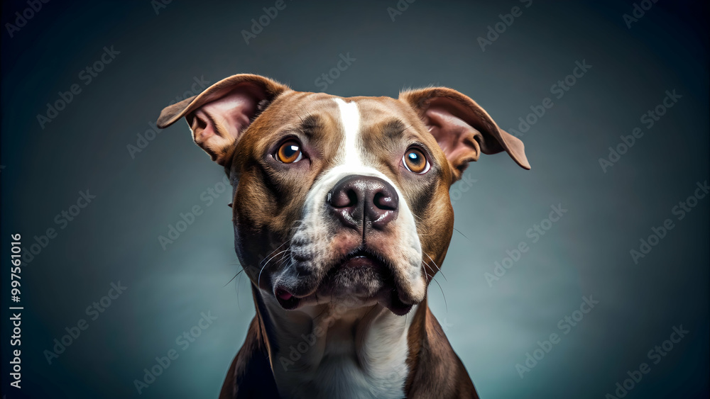 Pitbull terrier staring up with curiosity, dog, pitbull, terrier, looking up, staring, curious, attentive, animal, canine, pet Pitbull terrier staring up with curiosity, dog, pitbull, terrier, looking up, staring, curious, attentive, animal, canine, pet