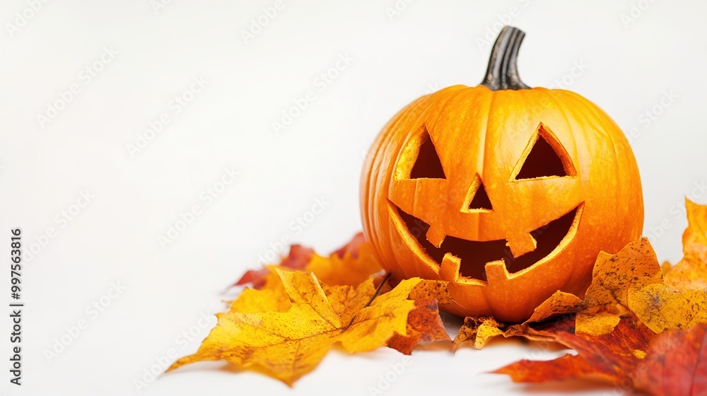A festive Halloween scene set against a clean white background, featuring iconic symbols of the holiday. A festive Halloween scene set against a clean white background, featuring iconic symbols of the holiday.