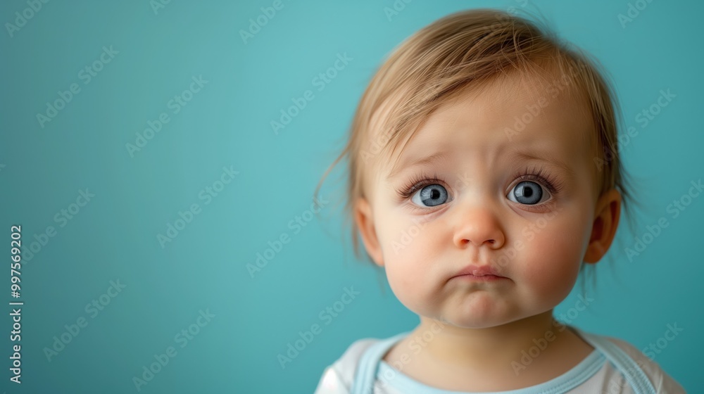 Adorable Baby on Blue Background Adorable Baby on Blue Background