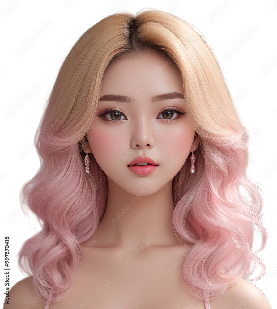 Adorable face smooth skin with natural makeup isolated transparent background PNG Adorable face smooth skin with natural makeup isolated transparent background PNG