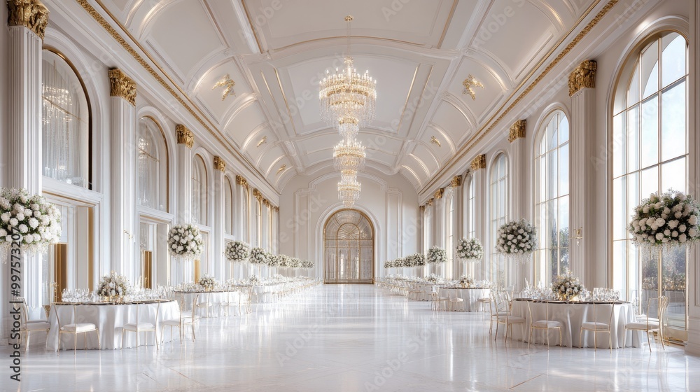 Elegant Wedding Venue with Grand Chandeliers Elegant Wedding Venue with Grand Chandeliers