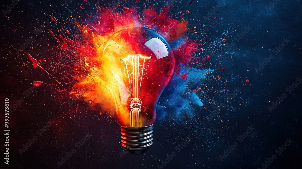 Vibrant Explosion of Color in Light Bulb Vibrant Explosion of Color in Light Bulb