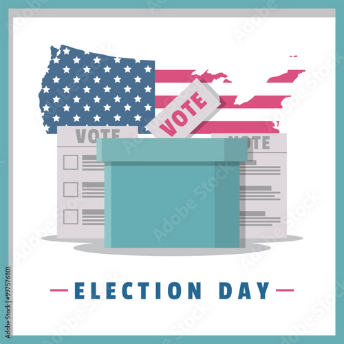 Election Day Poster with ballot box for election in America