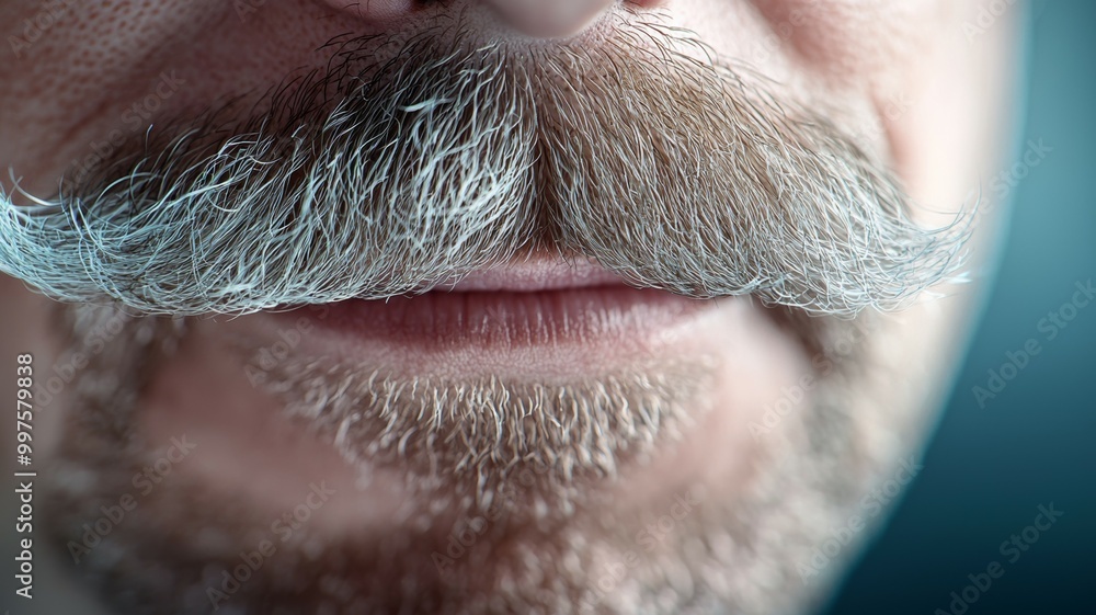 A man with a mustache has a very serious look on his face A man with a mustache has a very serious look on his face