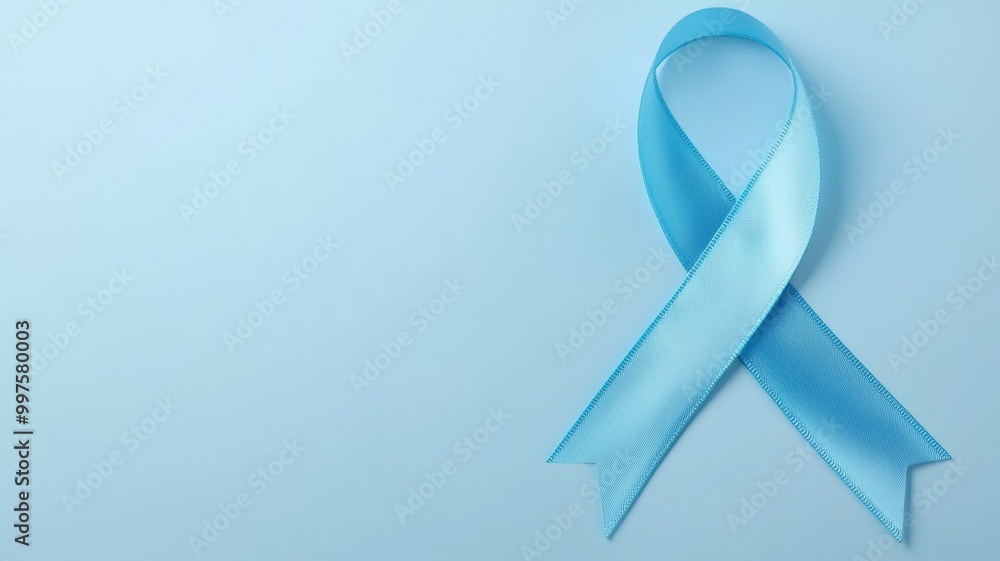 A blue ribbon with a white stripe is displayed on a blue background A blue ribbon with a white stripe is displayed on a blue background