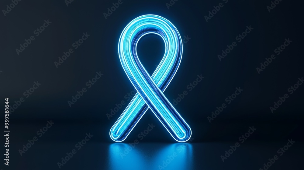 A blue ribbon with a light blue glow A blue ribbon with a light blue glow
