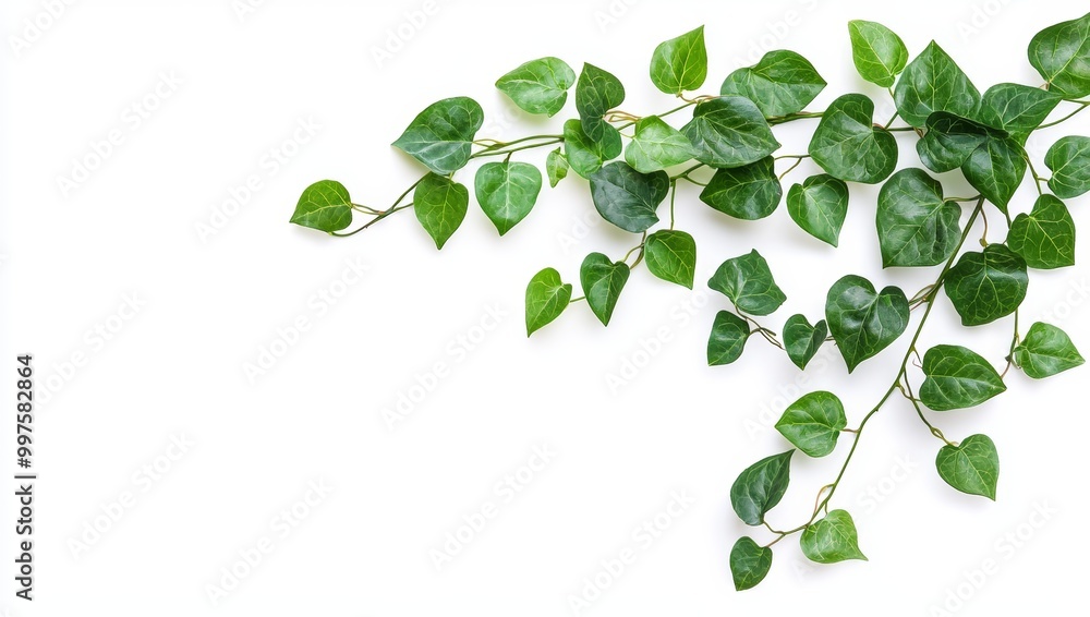 Fototapeta premium Fresh Green Leaves on White Background