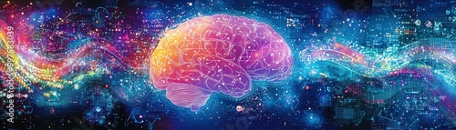Abstract Brain Illustration with Vibrant Colors
