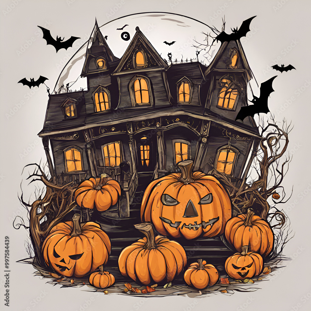 halloween background with pumpkin and bats halloween background with pumpkin and bats