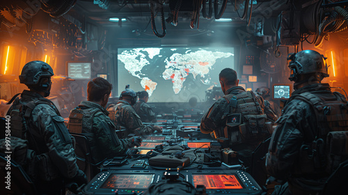 Special Forces Soldiers in Tactical Briefing Around Strategic Map