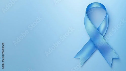 A blue ribbon with a white stripe on it