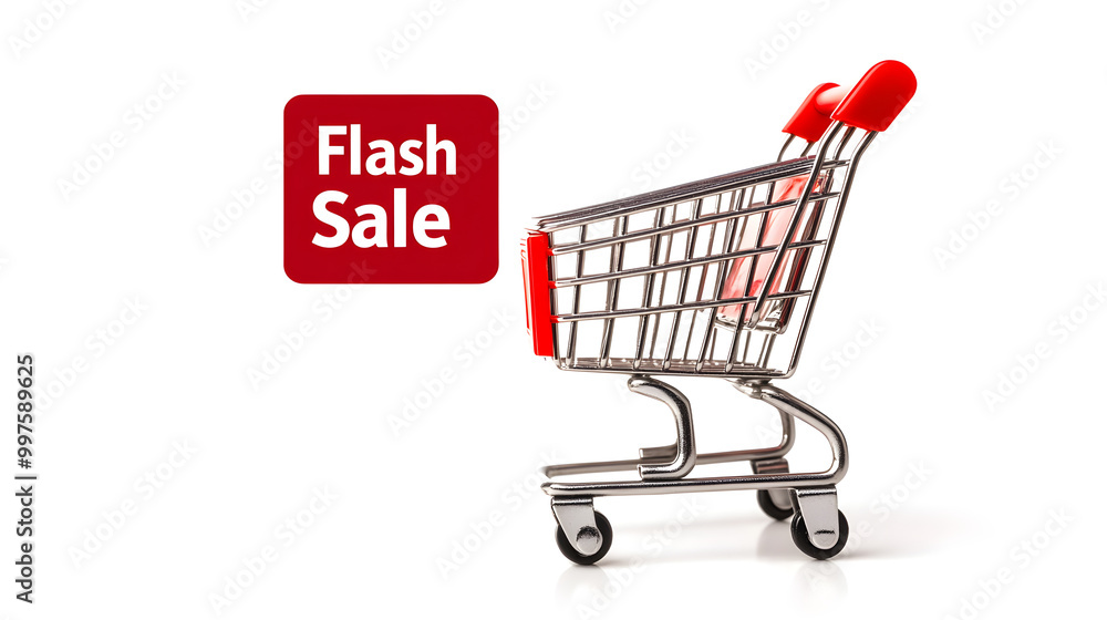 Flash Sale text accompanied by a small shopping cart icon with a flash symbol inside Flash Sale text accompanied by a small shopping cart icon with a flash symbol inside