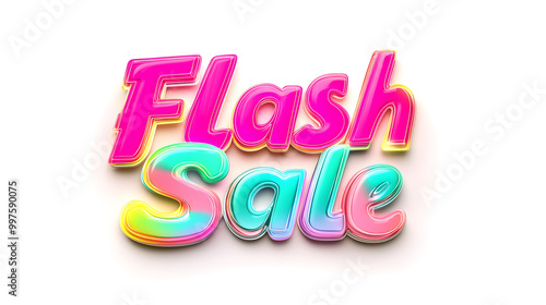 Flash Sale text in a retro, 80s-inspired font with bright colors like neon pink and green