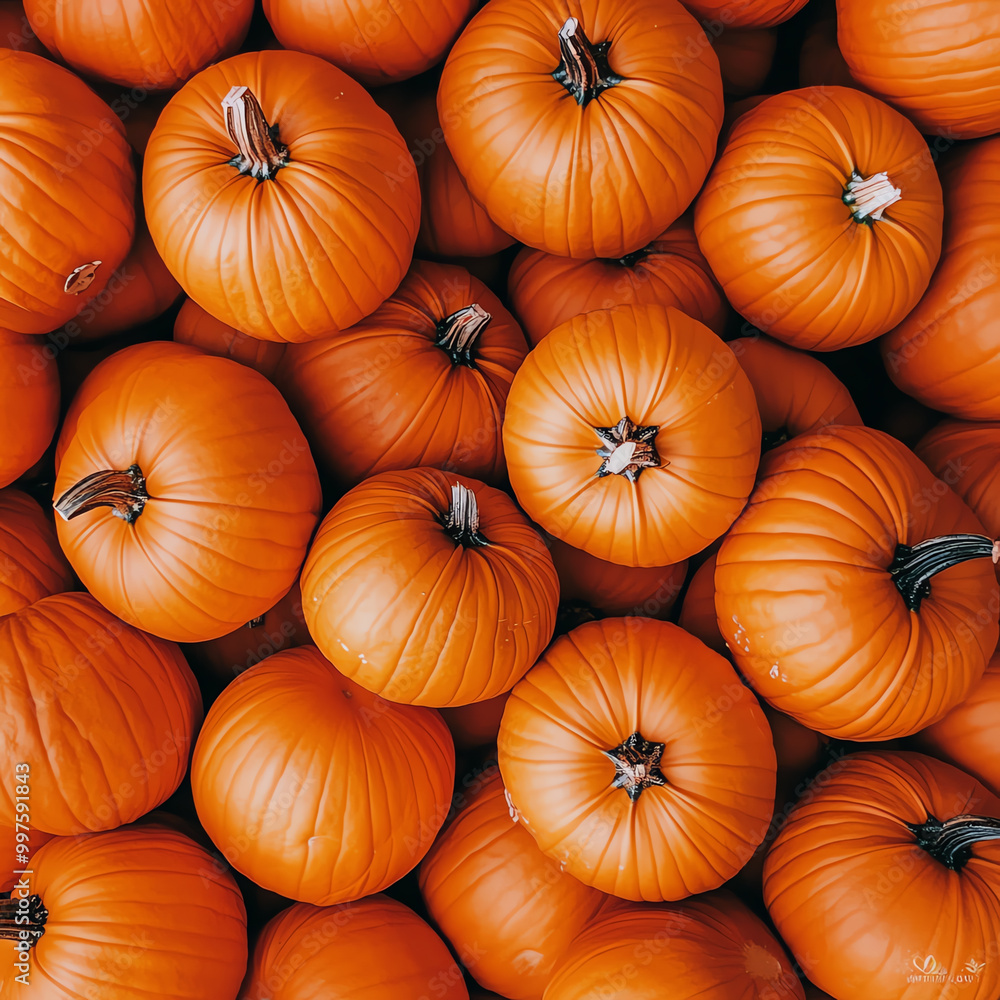 Vibrant orange pumpkins arranged together on a flat surface. Vibrant orange pumpkins arranged together on a flat surface.