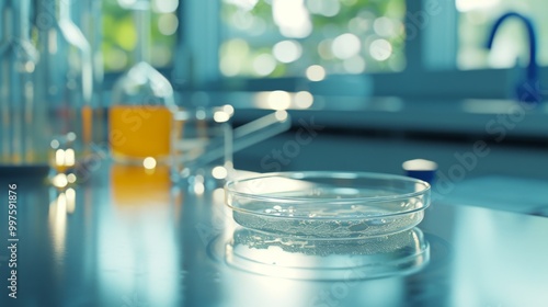 Close-up of a Petri Dish in a Science Laboratory