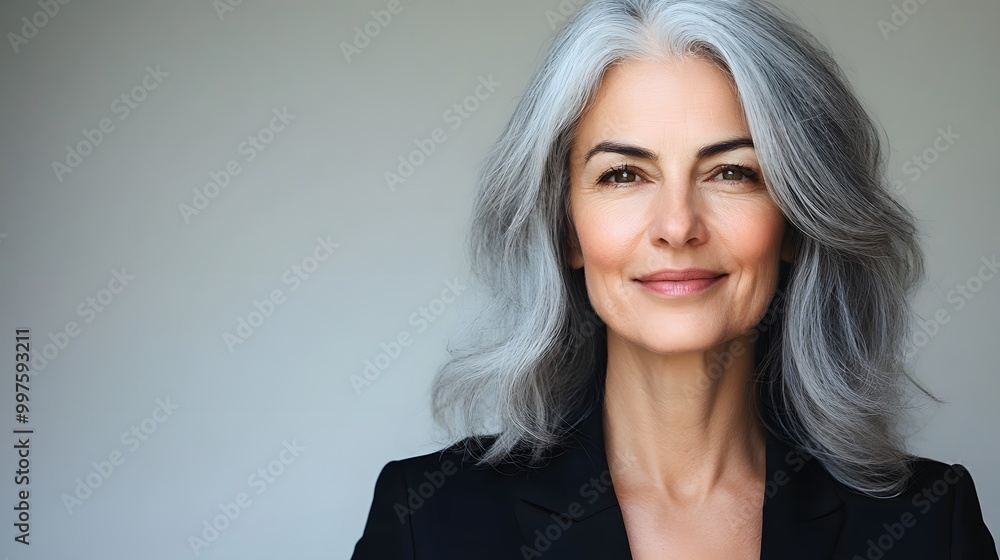 Portrait of a Smiling Woman with Gray Hair Portrait of a Smiling Woman with Gray Hair