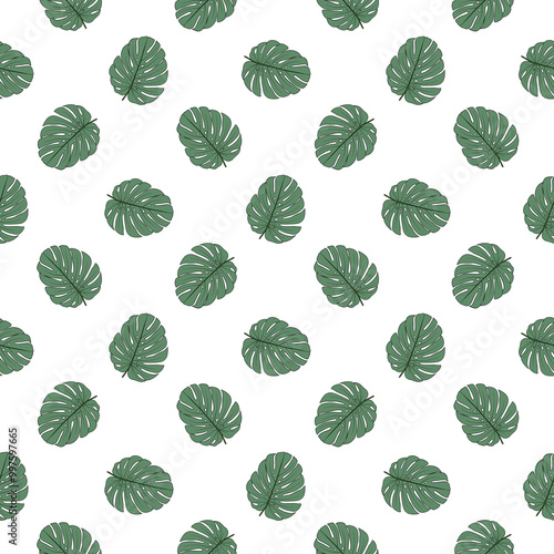 Monstera Leaves Seamless Pattern