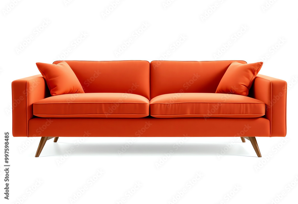 Modern orange sofa isolated on white background. Comfortable couch. Modern orange sofa isolated on white background. Comfortable couch.