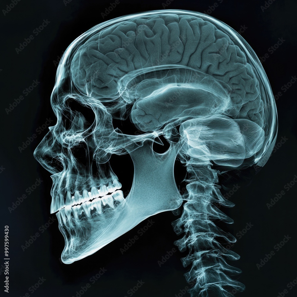 a x-ray photo of human jaw, in brain a x-ray photo of human jaw, in brain