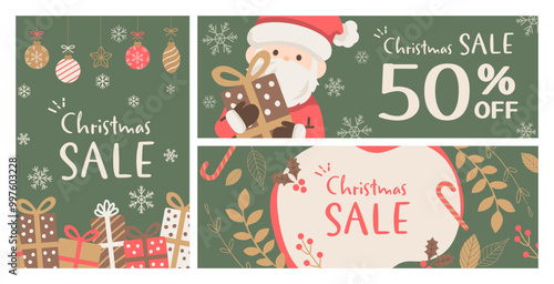 かわいいサンタクロースのクリスマスカードのイラスト