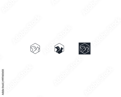Dog and cat logo design template vector, line of pet logo design suitable for pet shop, store, cafe, business, hotel, veterinary clinic, Domestic animal vector illustration logotype, sign, symbol