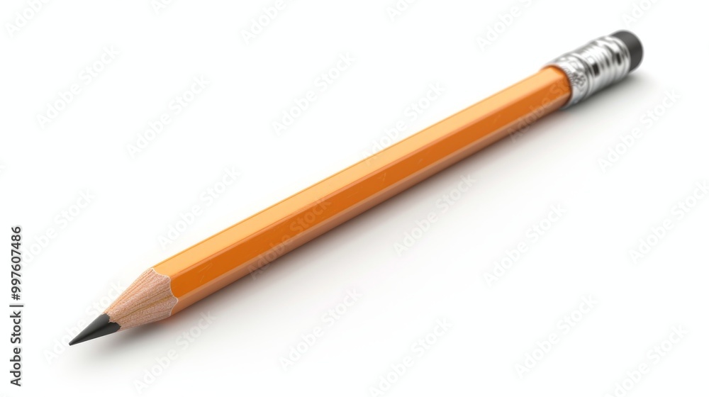 Yellow Pencil with Eraser - Close-up Image Yellow Pencil with Eraser - Close-up Image