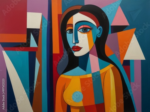 Abstract Portrait of person painting in a Colorful Composition