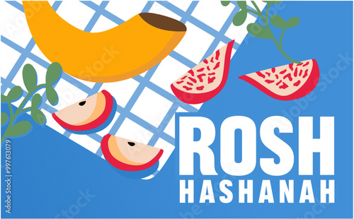 rosh hashanah jewish new year with fruits