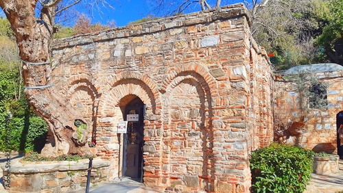 shot of the stone cottage at the house of Virgin Mary at Ephesus, Turkey
 photo