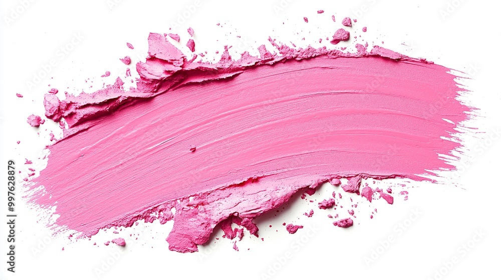 Swatch of pink lipstick. Texture smeared makeup. cosmetic stain in a matte color on a white backdrop. Swatch of pink lipstick. Texture smeared makeup. cosmetic stain in a matte color on a white backdrop.