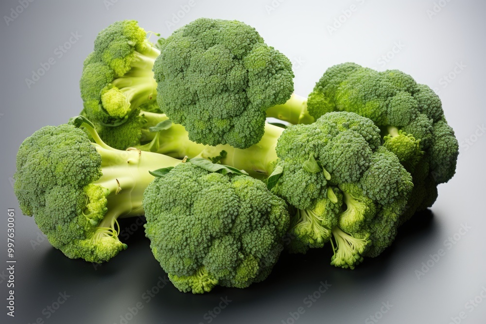 Bunch of broccoli isolated in the white background, generative IA Bunch of broccoli isolated in the white background, generative IA