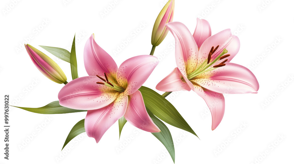 Pink lily flower bouquet isolated on transparent background Pink lily flower bouquet isolated on transparent background
