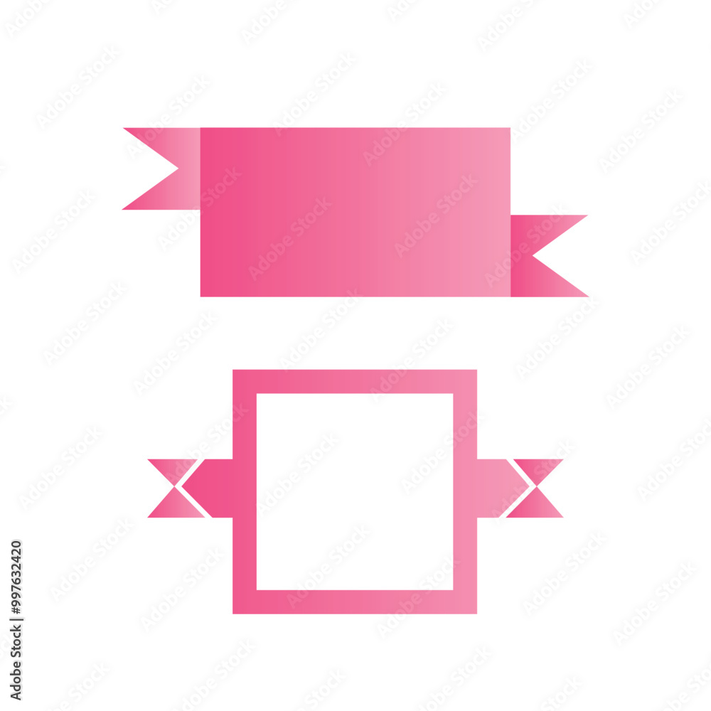 Square shape Fill Color pink ribbon design. isolated on white background - Design Element Square shape Fill Color pink ribbon design. isolated on white background - Design Element