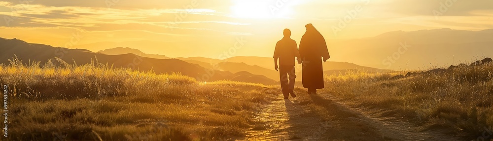 Parable of the Good Samaritan reenacted a traveler helping an injured man on the road Parable of the Good Samaritan reenacted a traveler helping an injured man on the road