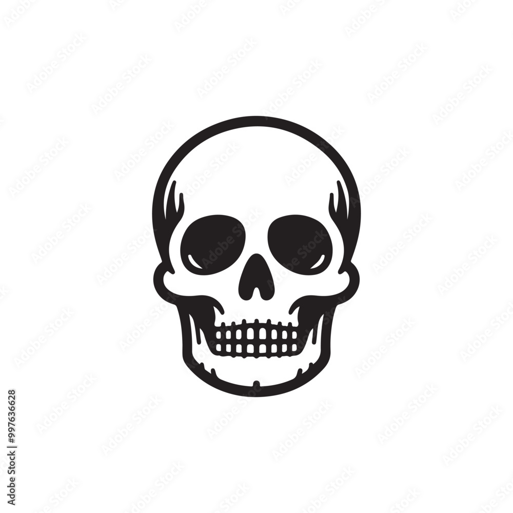 Skull Icon - Poison and Danger Symbol Isolated on White. Skull Icon - Poison and Danger Symbol Isolated on White.