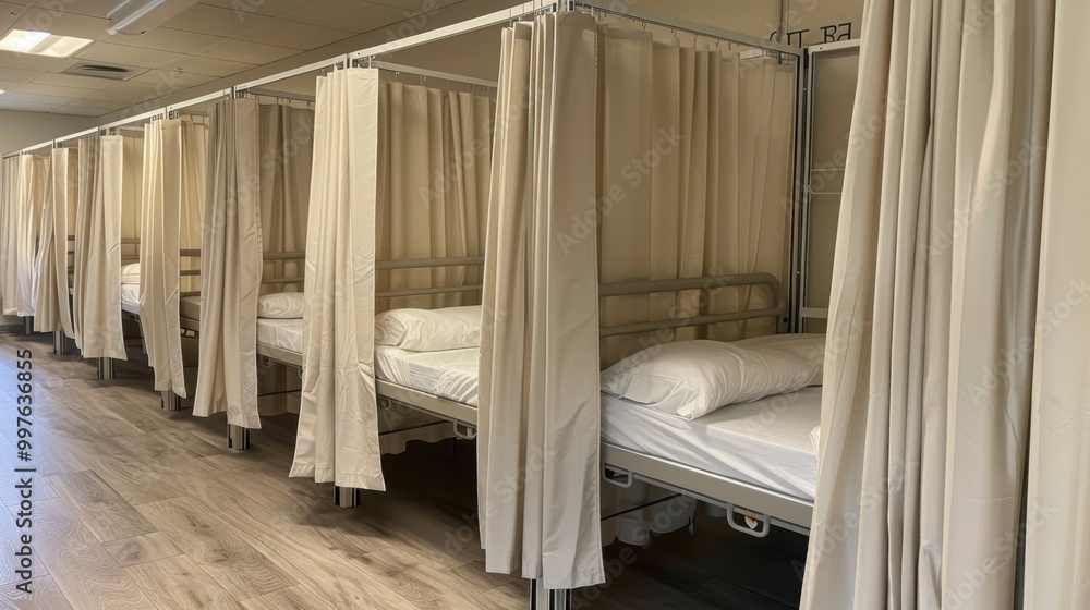 Privacy Curtains: Long, retractable curtains installed in shared rooms, providing residents with privacy during care routines or personal moments.
Privacy Curtains: Long, retractable curtains installed in shared rooms, providing residents with privacy during care routines or personal moments.