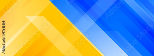 Sport game contest footer design. Wide bright sporty versus banner concept for presentation, footer, header, poster, flyer. Abstract blue and yellow diagonal gradient line background. Vector wallpaper