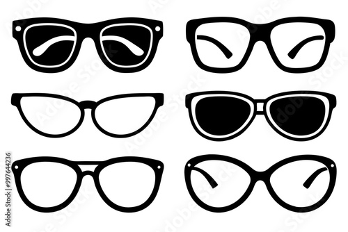 set of sunglasses vector silhouette illustration black 