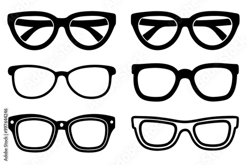 set of sunglasses vector silhouette illustration black 