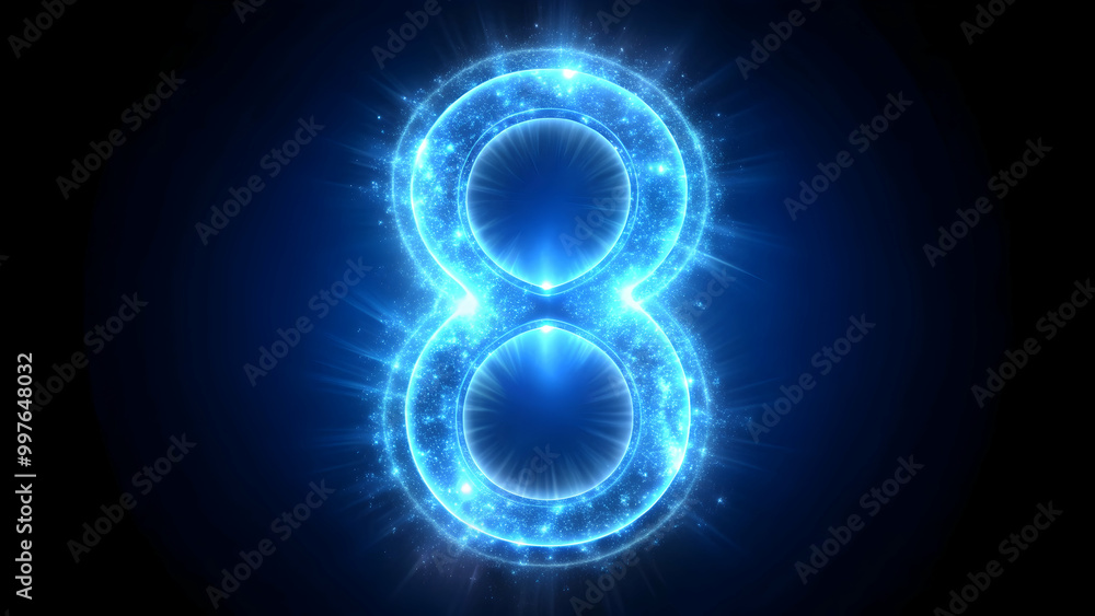 blue numeral 8 surrounded by a glowing aura, , blue, numeral, number, eight, glowing, aura, vibrant, digital, design blue numeral 8 surrounded by a glowing aura, , blue, numeral, number, eight, glowing, aura, vibrant, digital, design