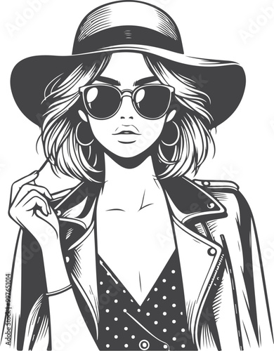 Beautiful modern girls' silhouette vector design.