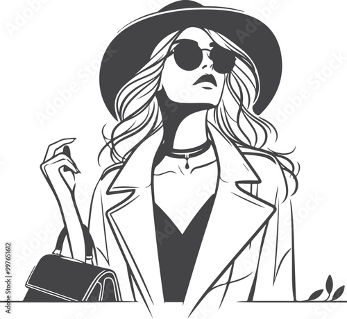 Beautiful modern girls' silhouette vector design.