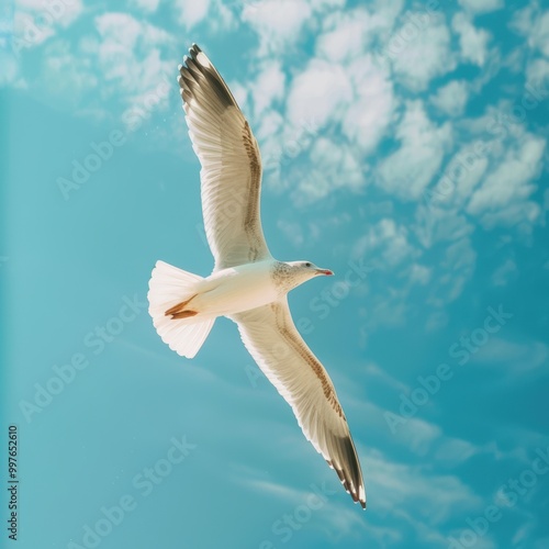 seagull flying in the sky photo