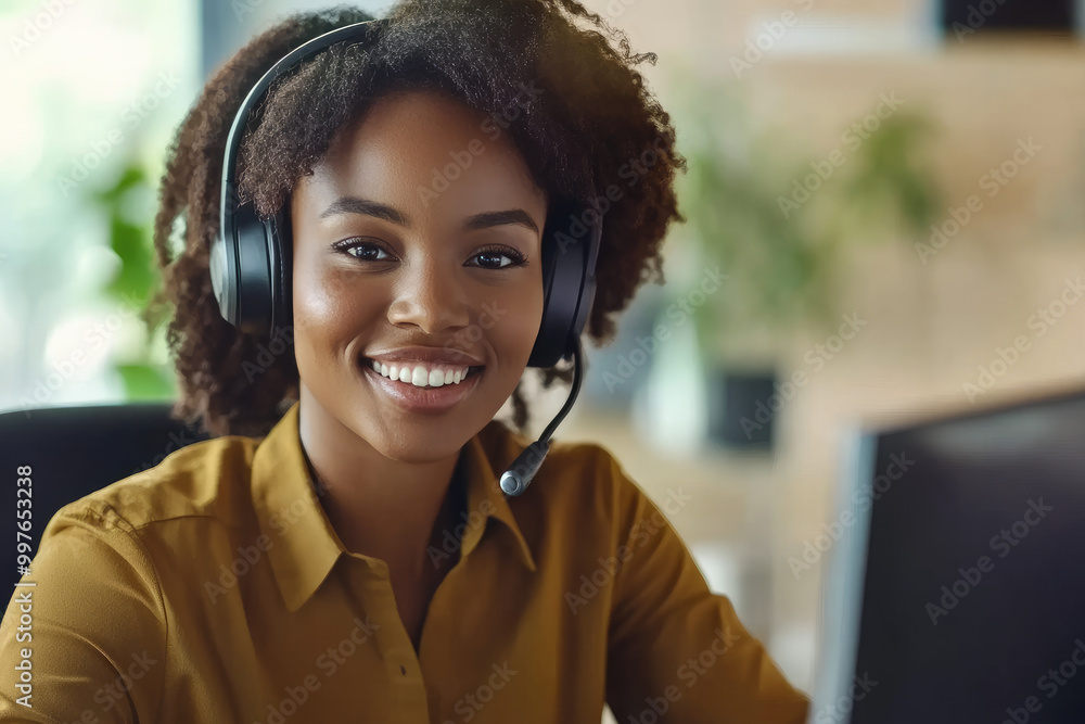 Joyful African American woman engaging in a virtual team meeting, showcasing the essence of remote work and collaboration. Joyful African American woman engaging in a virtual team meeting, showcasing the essence of remote work and collaboration.